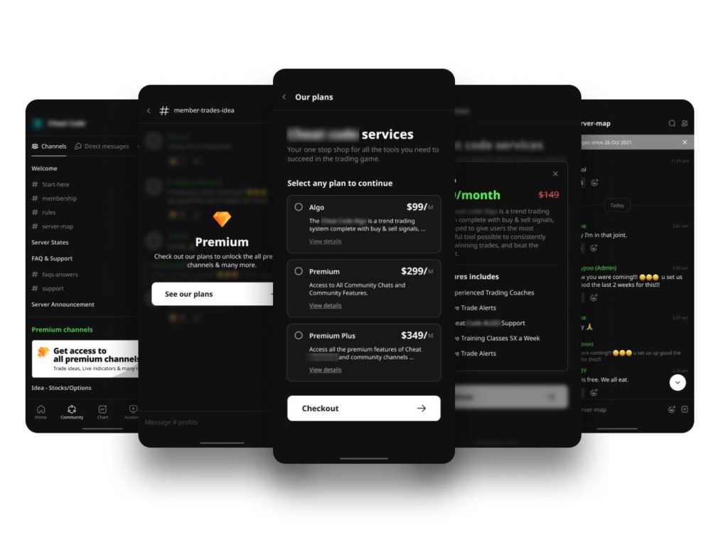 Features options for premium members